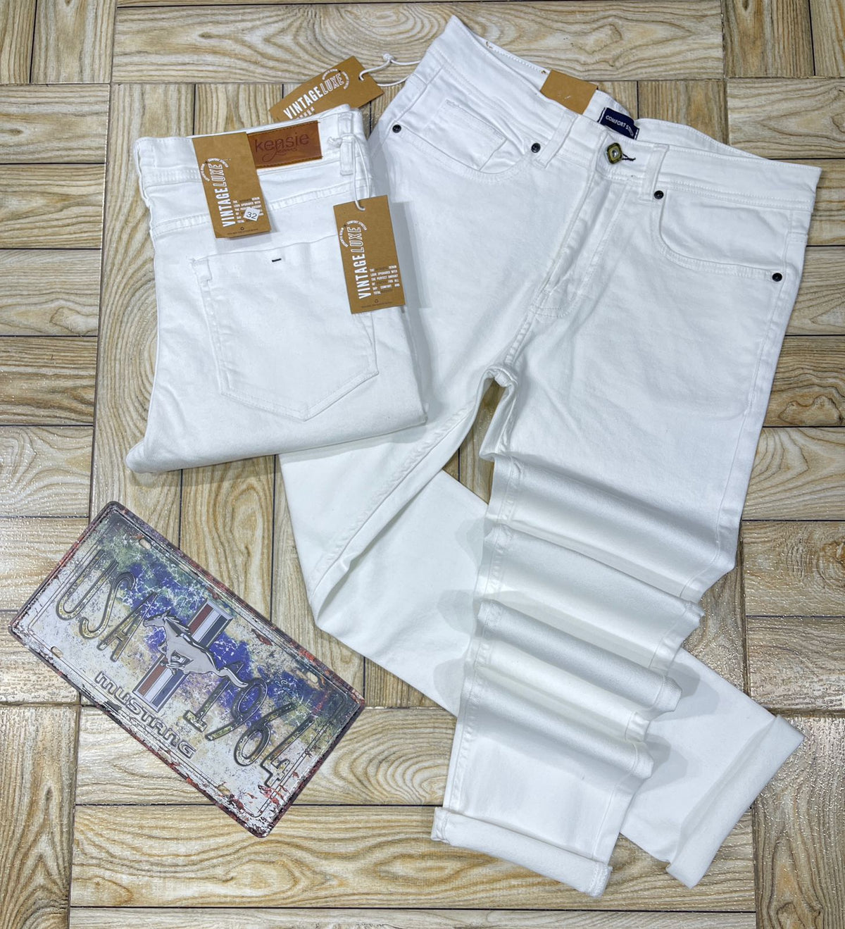 Al-Jannat Men's white cotton jeans
